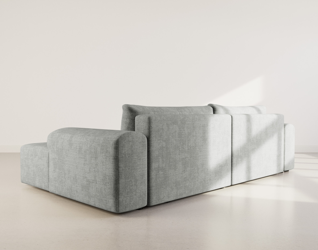 Canapé d'angle droit 4 places convertible avec coffre en velours texturé Rebecca