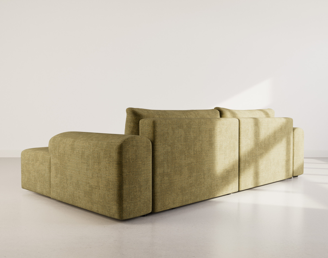 Canapé d'angle droit 4 places convertible avec coffre en velours texturé Rebecca