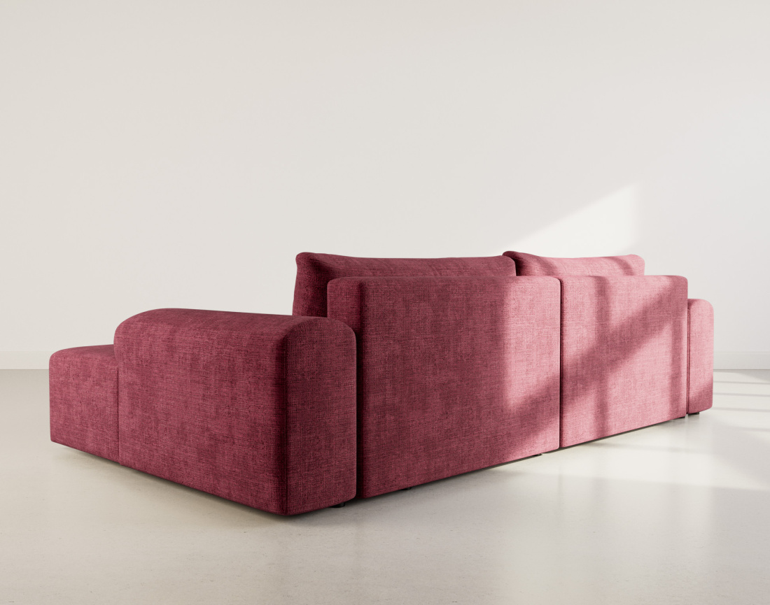 Canapé d'angle droit 4 places convertible avec coffre en velours texturé Rebecca