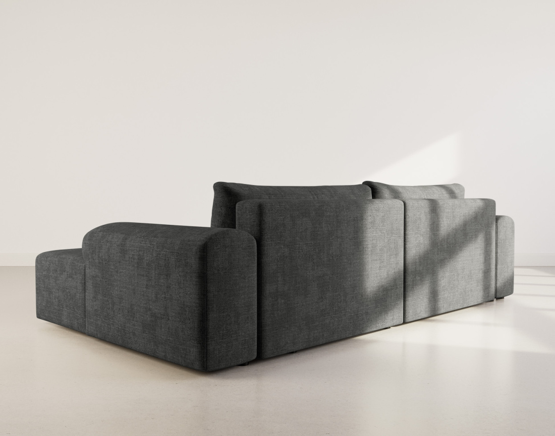 Canapé d'angle droit 4 places convertible avec coffre en velours texturé Rebecca