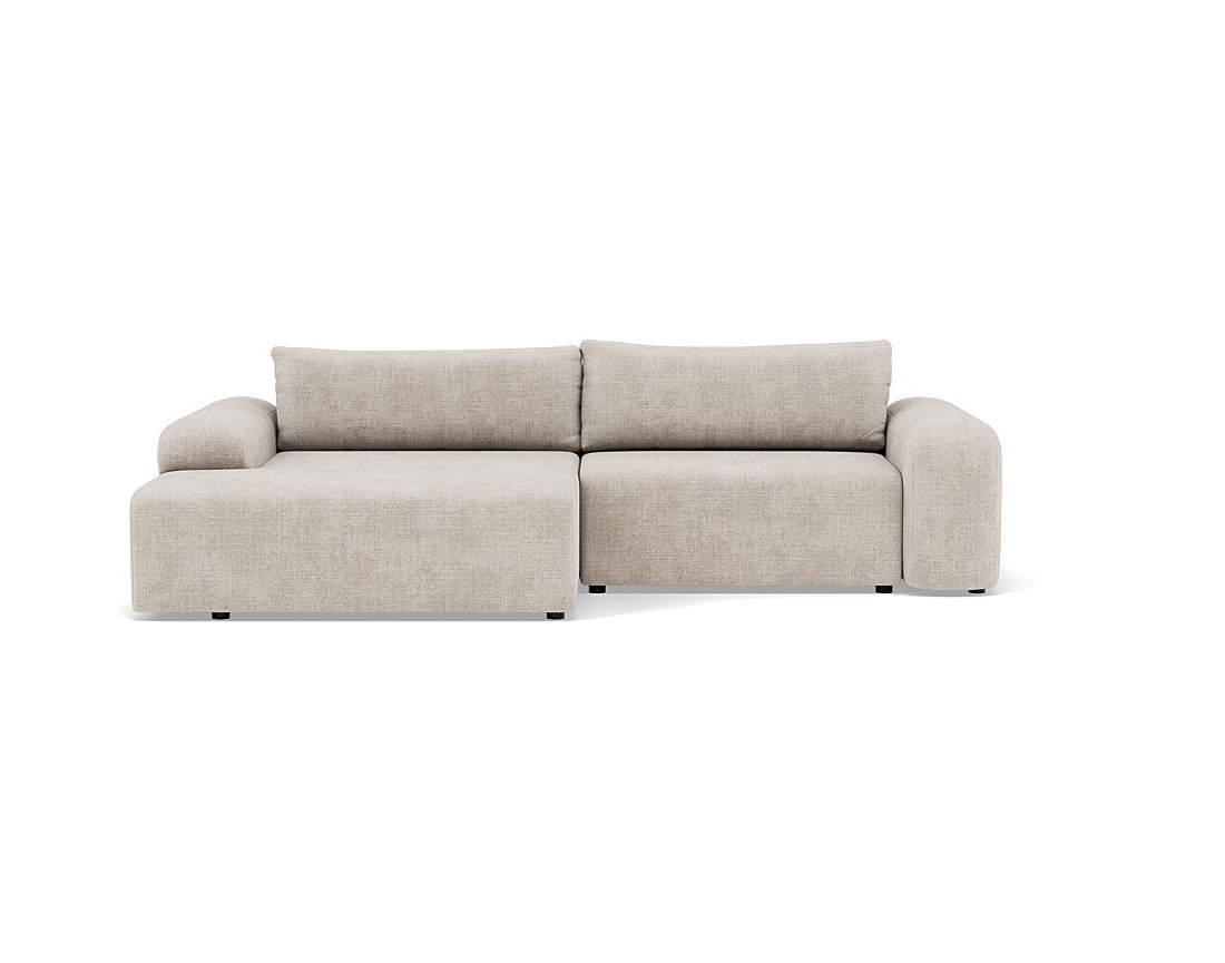 Canapé d'angle gauche 4 places convertible avec coffre en velours texturé Rebecca