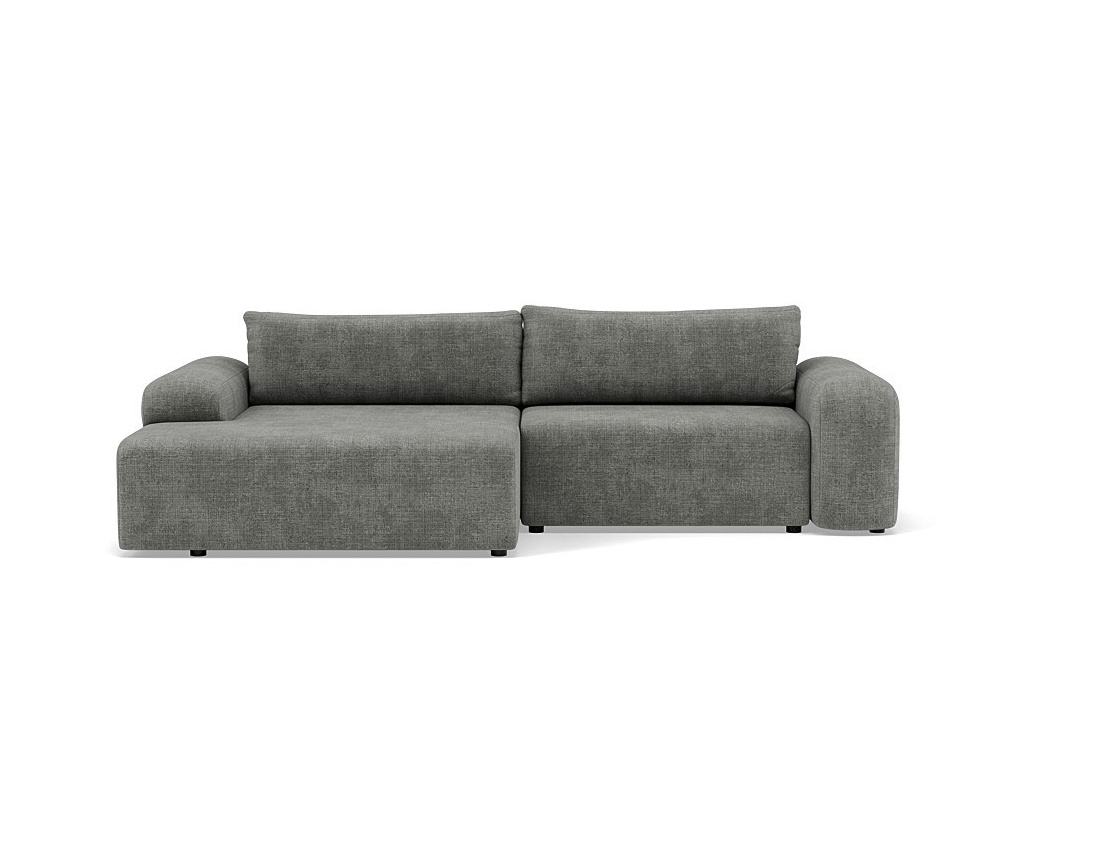 Canapé d'angle gauche 4 places convertible avec coffre en velours texturé Rebecca