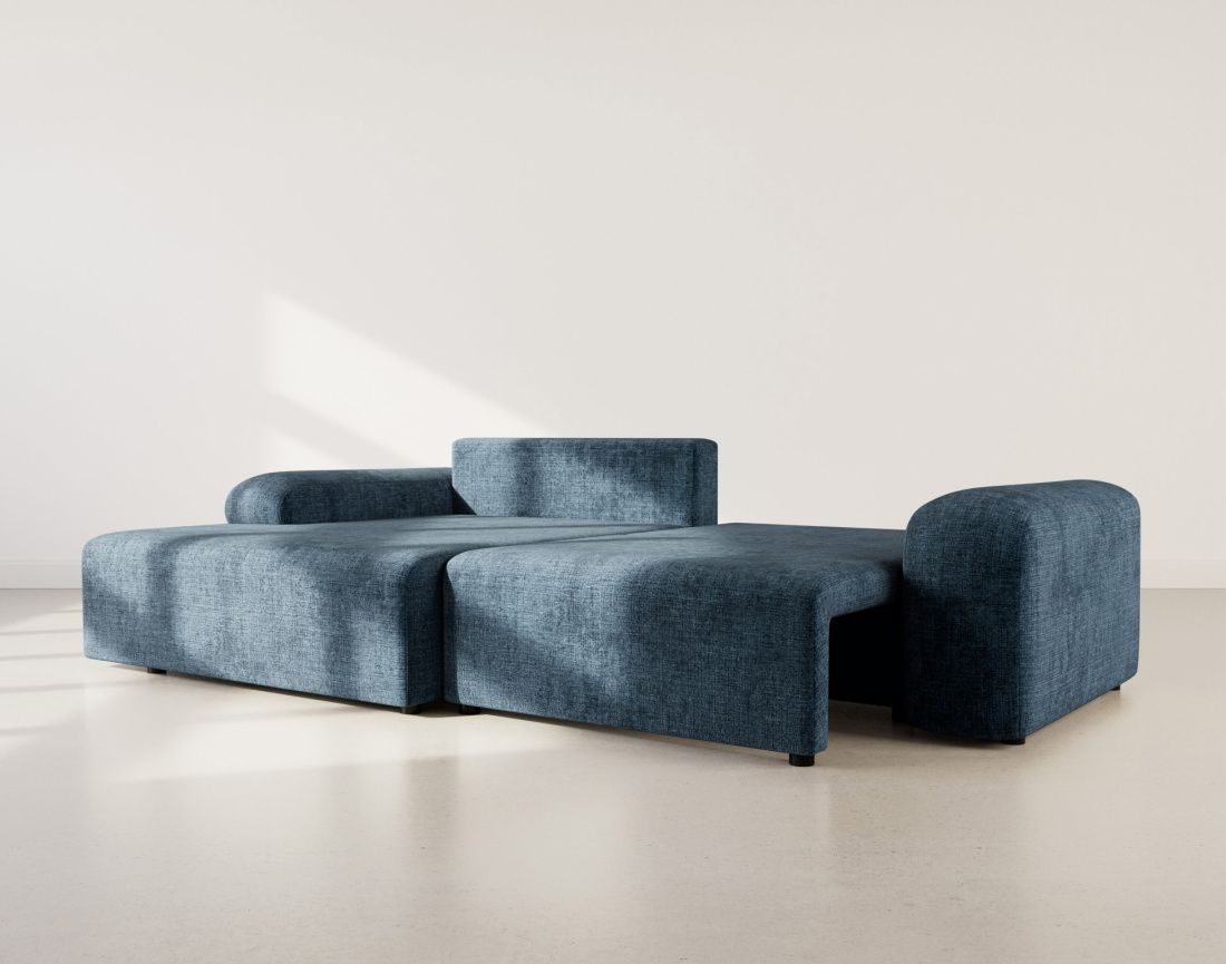 Canapé d'angle gauche 4 places convertible avec coffre en velours texturé Rebecca