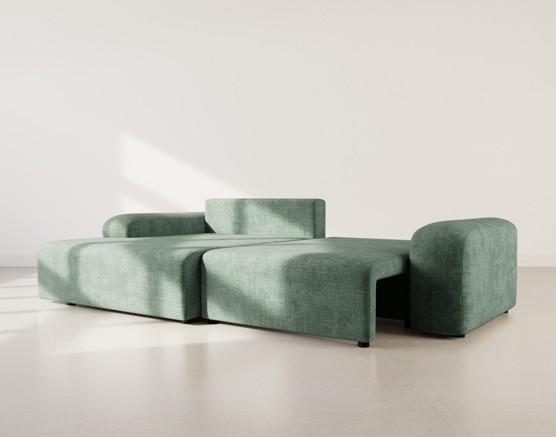 Canapé d'angle gauche 4 places convertible avec coffre en velours texturé Rebecca