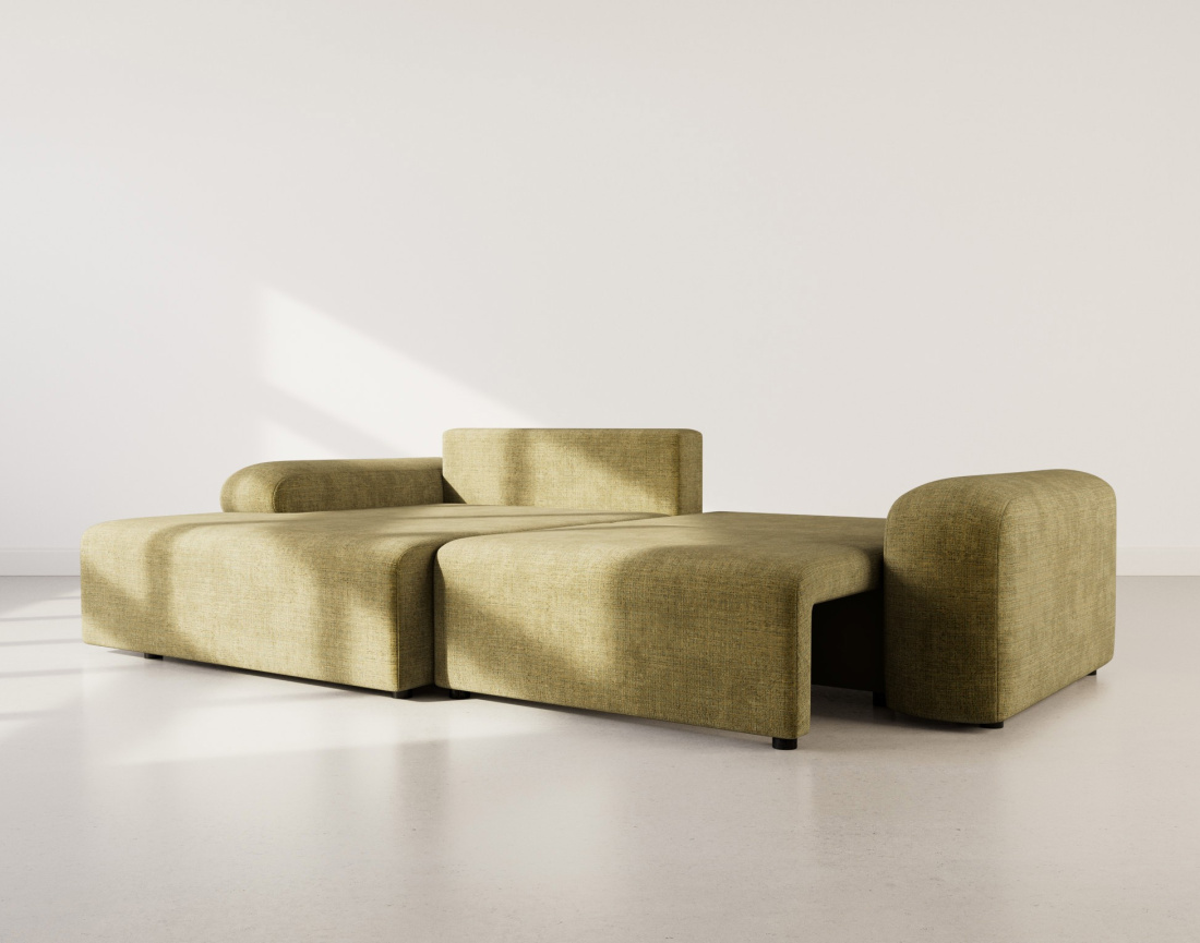 Canapé d'angle gauche 4 places convertible avec coffre en velours texturé Rebecca