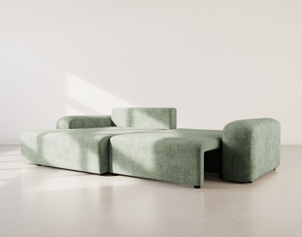 Canapé d'angle gauche 4 places convertible avec coffre en velours texturé Rebecca