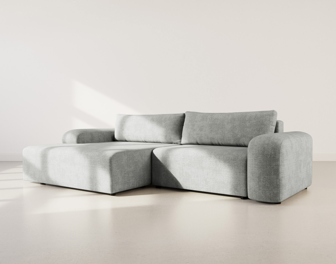 Canapé d'angle gauche 4 places convertible avec coffre en velours texturé Rebecca