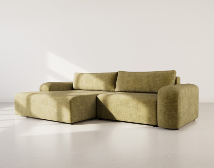 Canapé d'angle gauche 4 places convertible avec coffre en velours texturé Rebecca