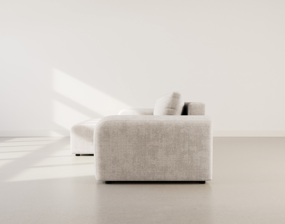 Canapé d'angle gauche 4 places convertible avec coffre en velours texturé Rebecca