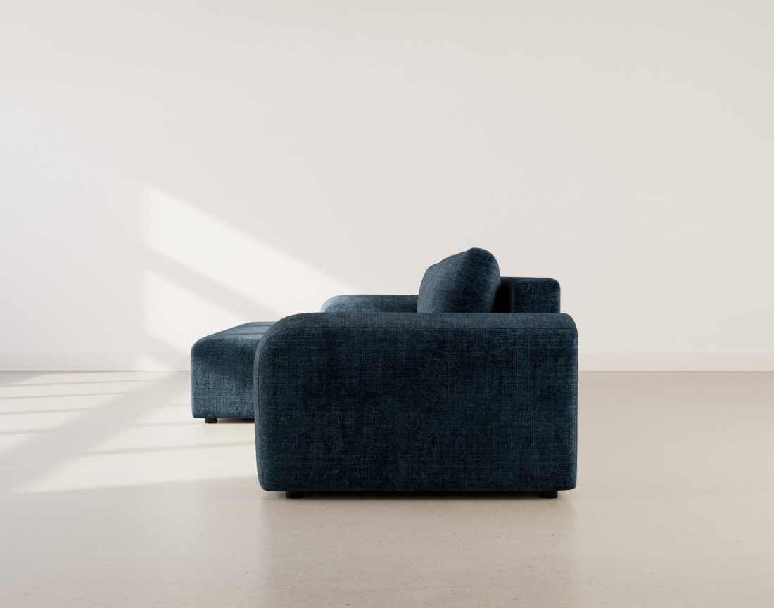 Canapé d'angle gauche 4 places convertible avec coffre en velours texturé Rebecca