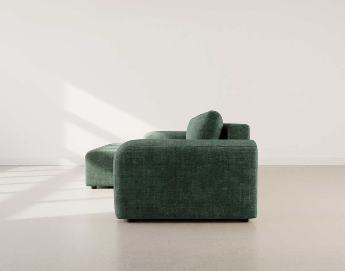 Canapé d'angle gauche 4 places convertible avec coffre en velours texturé Rebecca