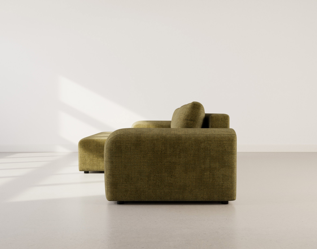 Canapé d'angle gauche 4 places convertible avec coffre en velours texturé Rebecca