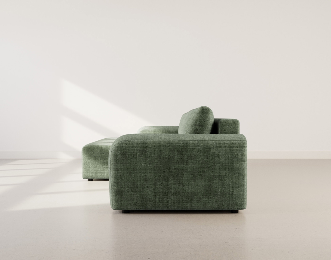 Canapé d'angle gauche 4 places convertible avec coffre en velours texturé Rebecca