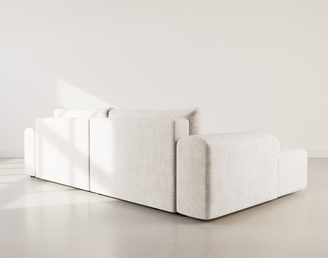 Canapé d'angle gauche 4 places convertible avec coffre en velours texturé Rebecca