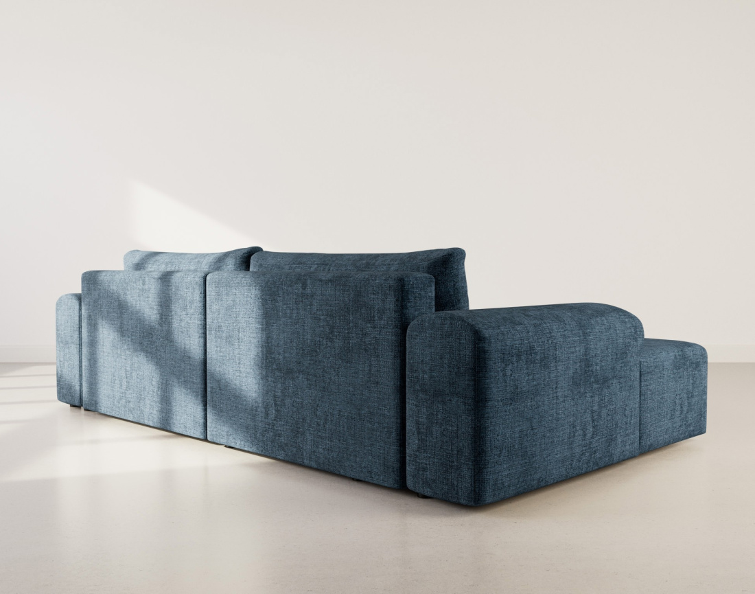 Canapé d'angle gauche 4 places convertible avec coffre en velours texturé Rebecca