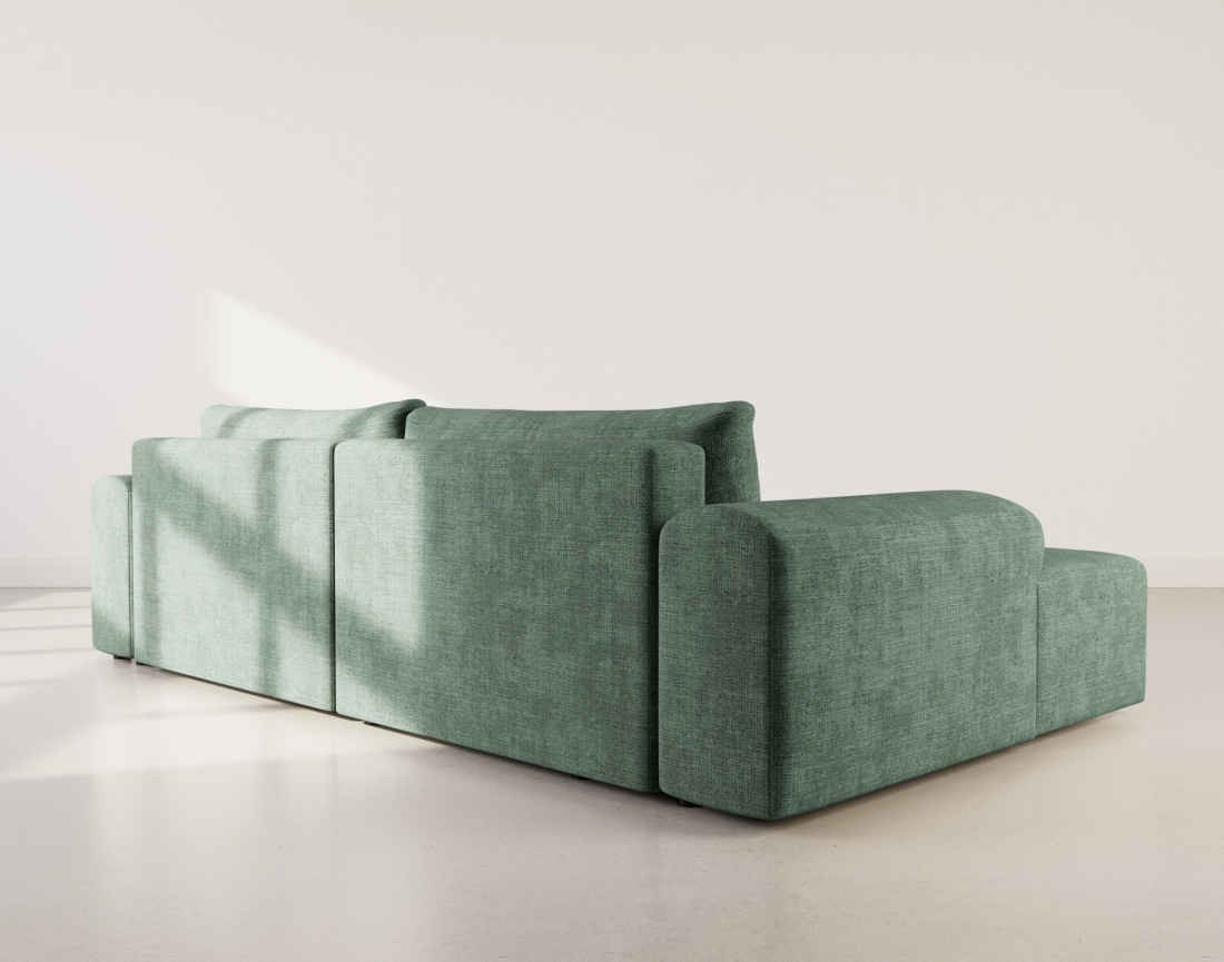 Canapé d'angle gauche 4 places convertible avec coffre en velours texturé Rebecca