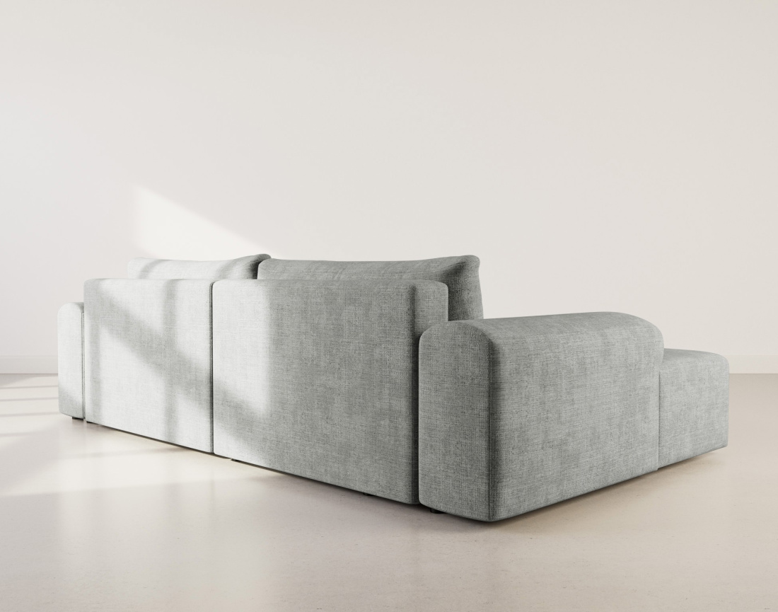 Canapé d'angle gauche 4 places convertible avec coffre en velours texturé Rebecca