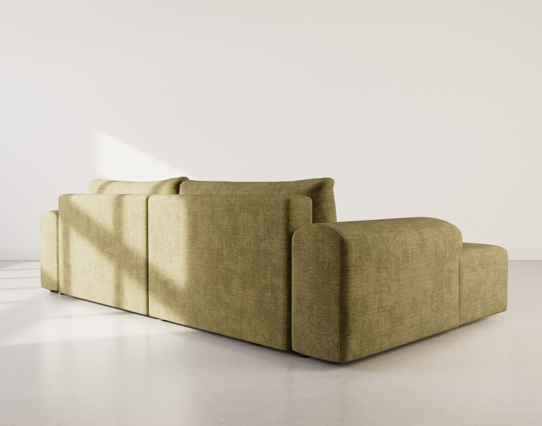 Canapé d'angle gauche 4 places convertible avec coffre en velours texturé Rebecca