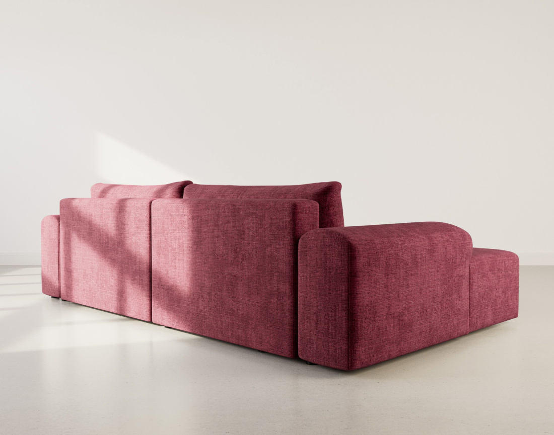 Canapé d'angle gauche 4 places convertible avec coffre en velours texturé Rebecca