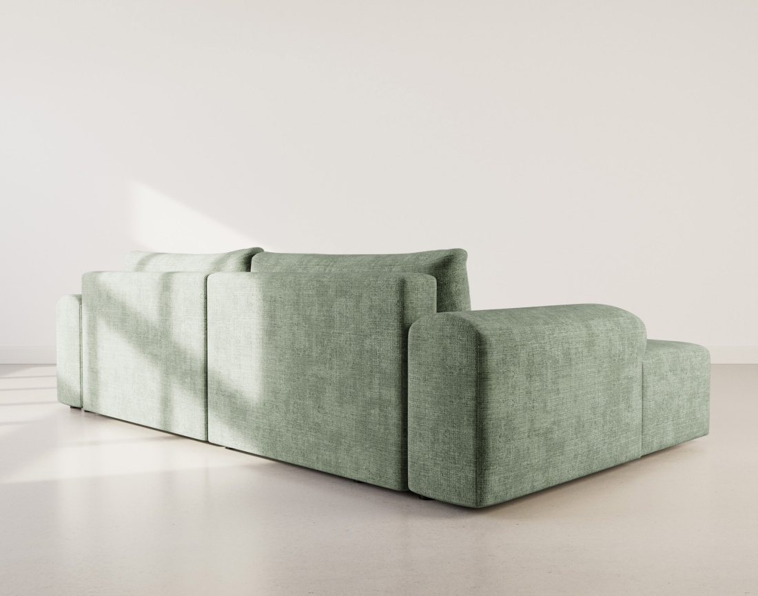 Canapé d'angle gauche 4 places convertible avec coffre en velours texturé Rebecca