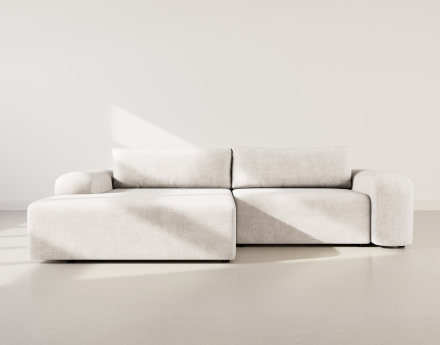 Canapé d'angle gauche 4 places convertible avec coffre en velours texturé Rebecca