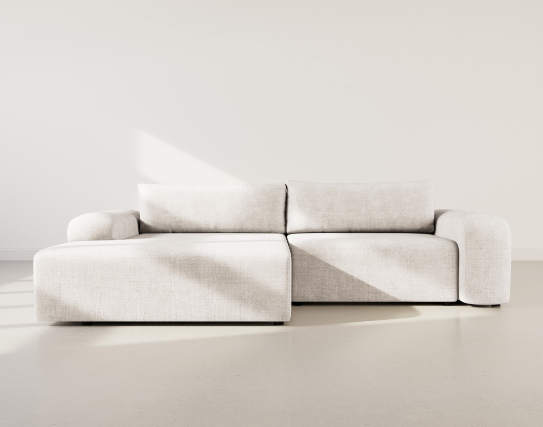 Canapé d'angle gauche 4 places convertible avec coffre en velours texturé Rebecca