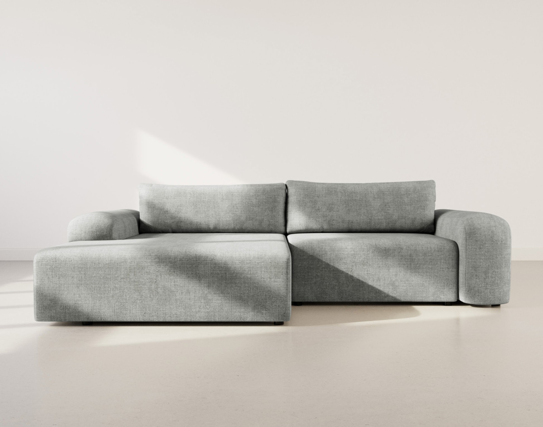 Canapé d'angle gauche 4 places convertible avec coffre en velours texturé Rebecca