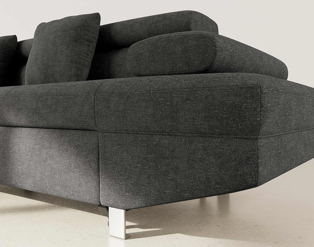 Canapé d'angle gauche 5 places convertible avec coffre et têtières réglables en velours texturé Margaux