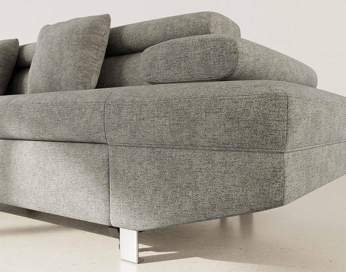 Canapé d'angle gauche 5 places convertible avec coffre et têtières réglables en velours texturé Margaux