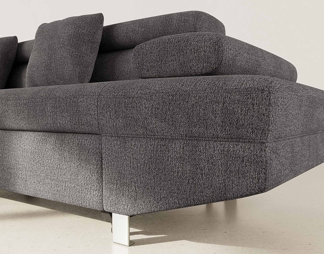 Canapé d'angle gauche 5 places convertible avec coffre et têtières réglables en velours texturé Margaux