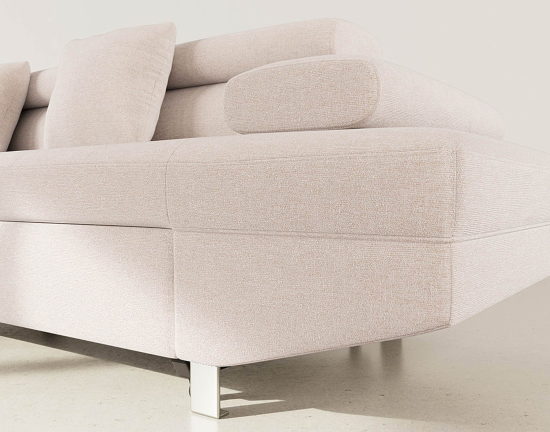 Canapé d'angle gauche 5 places convertible avec coffre et têtières réglables en velours texturé Margaux