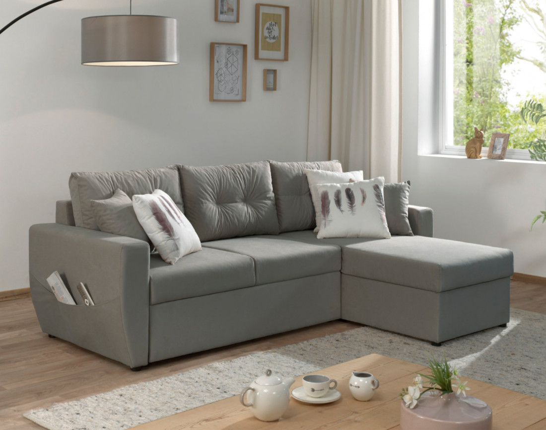 Canapé convertible Astoria 4 places avec coffre - angle réversible