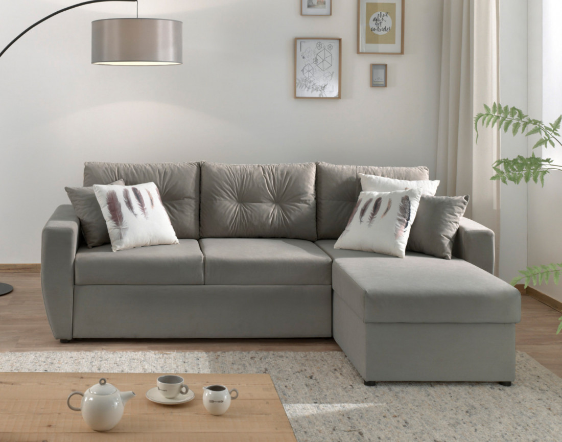Canapé convertible Astoria 4 places avec coffre - angle réversible