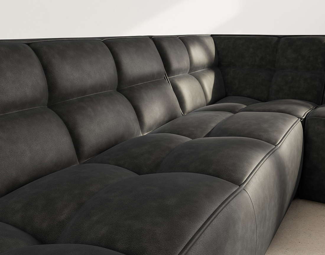 Canapé modulable d'angle réversible 4 places en simili Alya