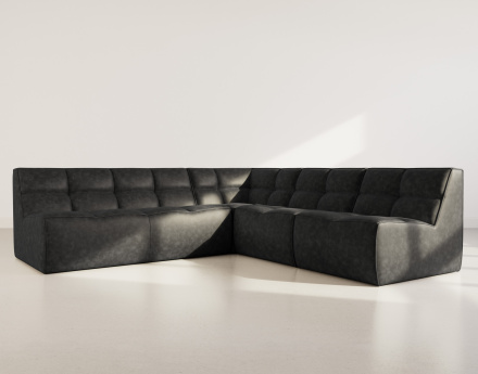 Canapé modulable d'angle réversible 5 places en simili Alya