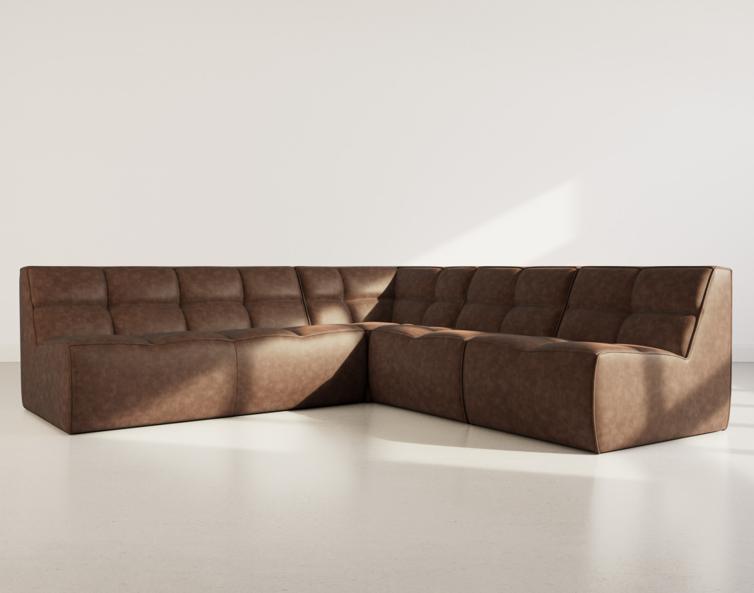 Canapé modulable d'angle réversible 5 places en simili Alya