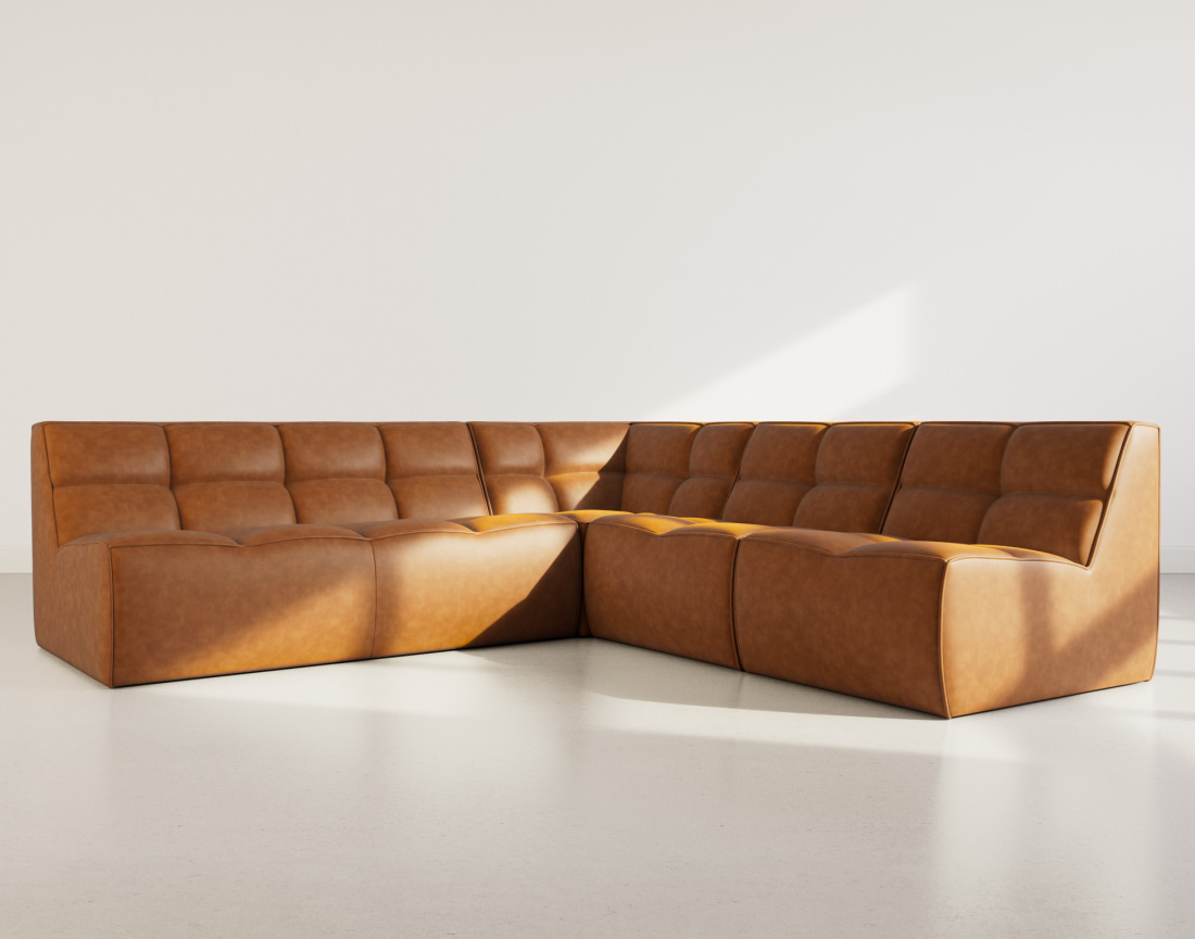 Canapé modulable d'angle réversible 5 places en simili Alya