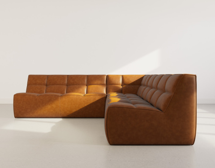 Canapé modulable d'angle réversible 5 places en simili Alya