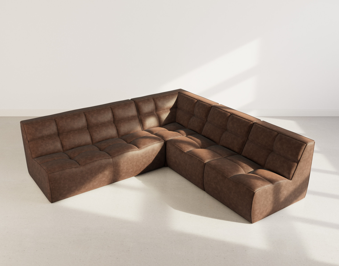 Canapé modulable d'angle réversible 5 places en simili Alya