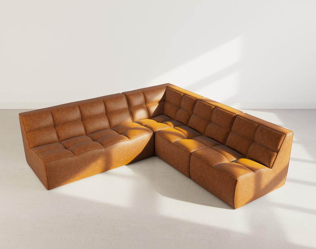 Canapé modulable d'angle réversible 5 places en simili Alya