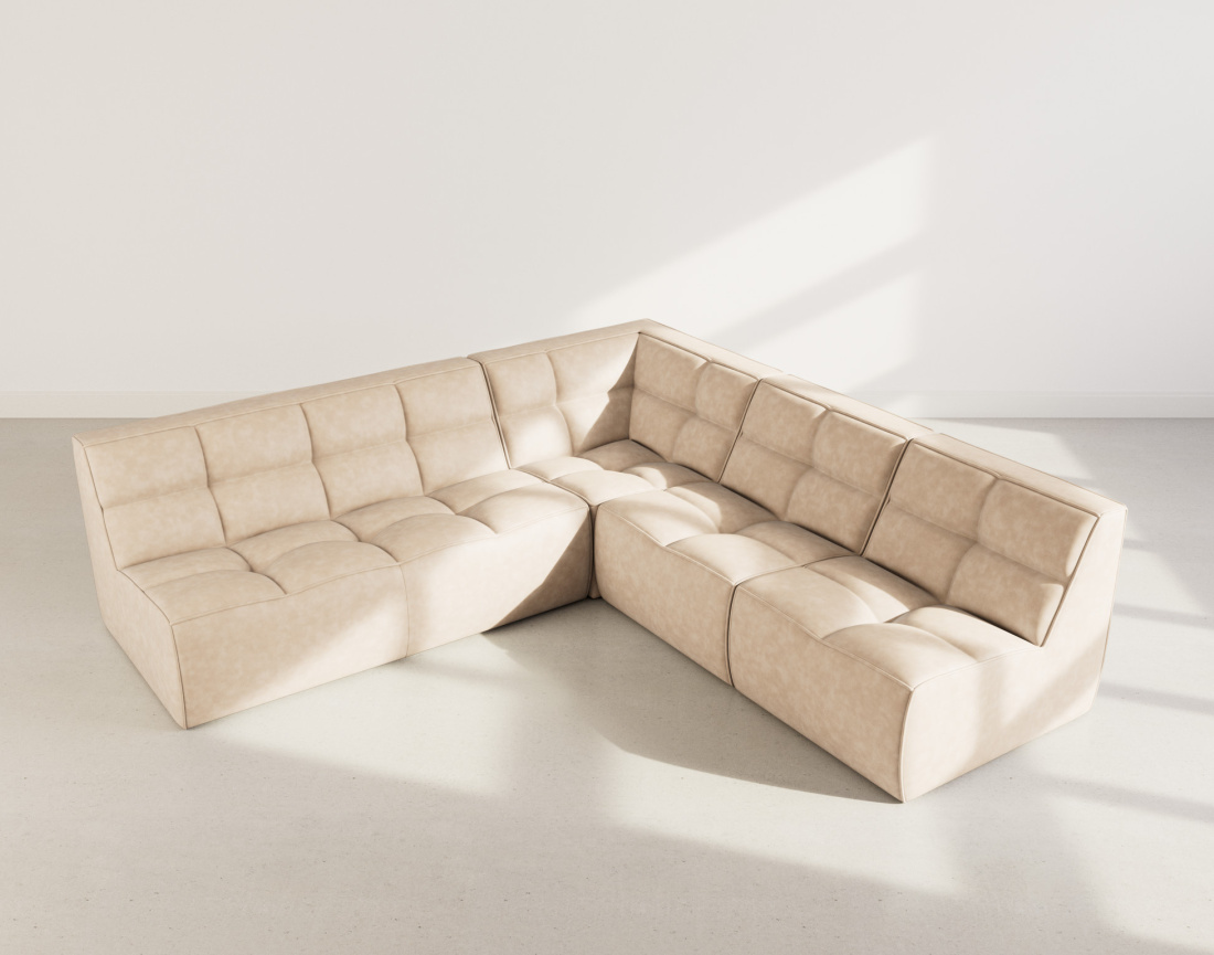 Canapé modulable d'angle réversible 5 places en simili Alya
