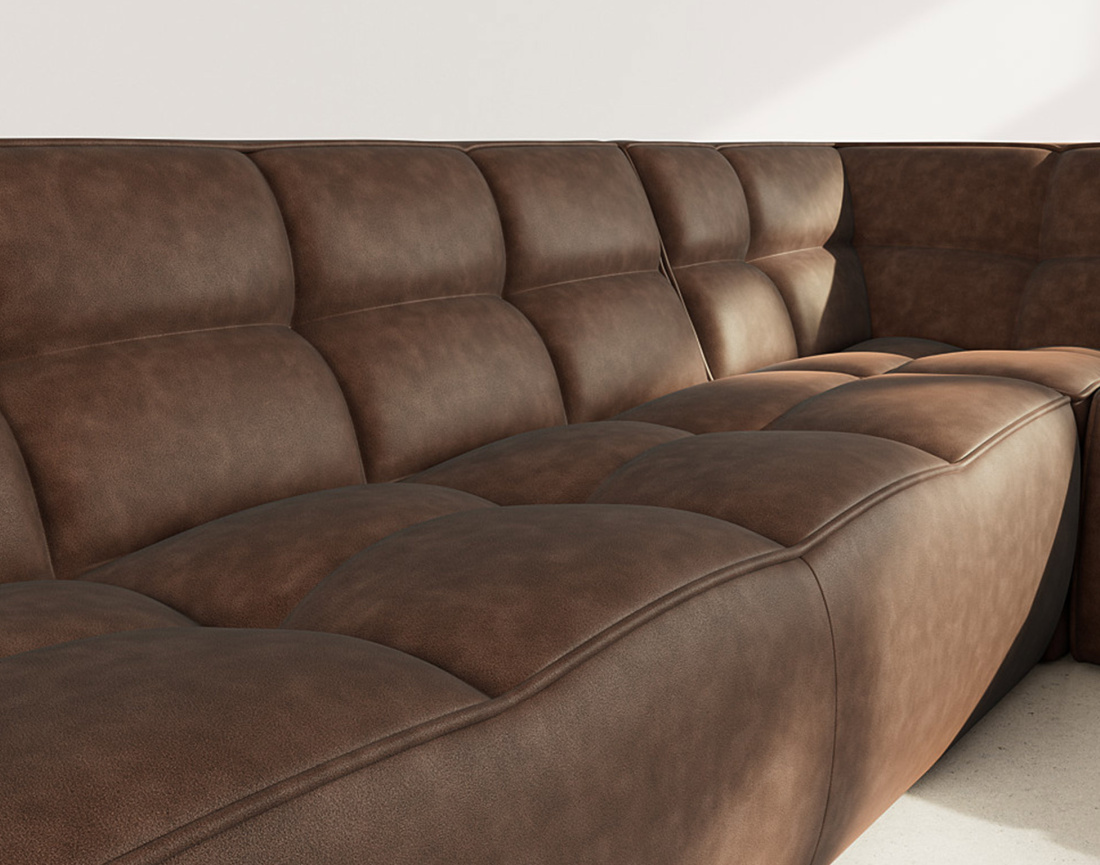 Canapé modulable d'angle réversible 5 places en simili Alya