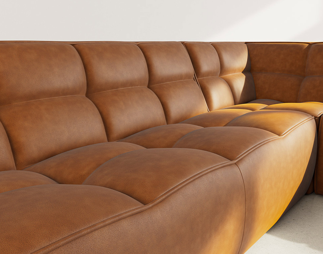 Canapé modulable d'angle réversible 5 places en simili Alya