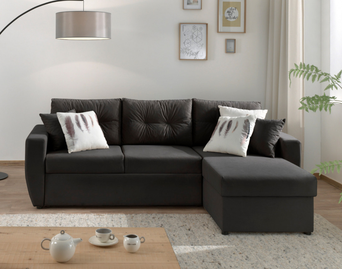 Canapé convertible Astoria 4 places avec coffre - angle réversible