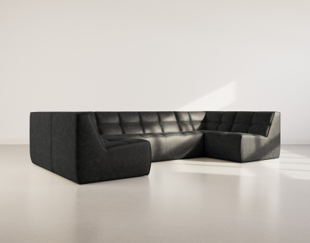 Canapé modulable panoramique 7 places en simili Alya