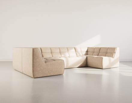Canapé modulable panoramique 7 places en simili Alya