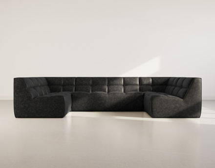 Canapé modulable panoramique 7 places en simili Alya