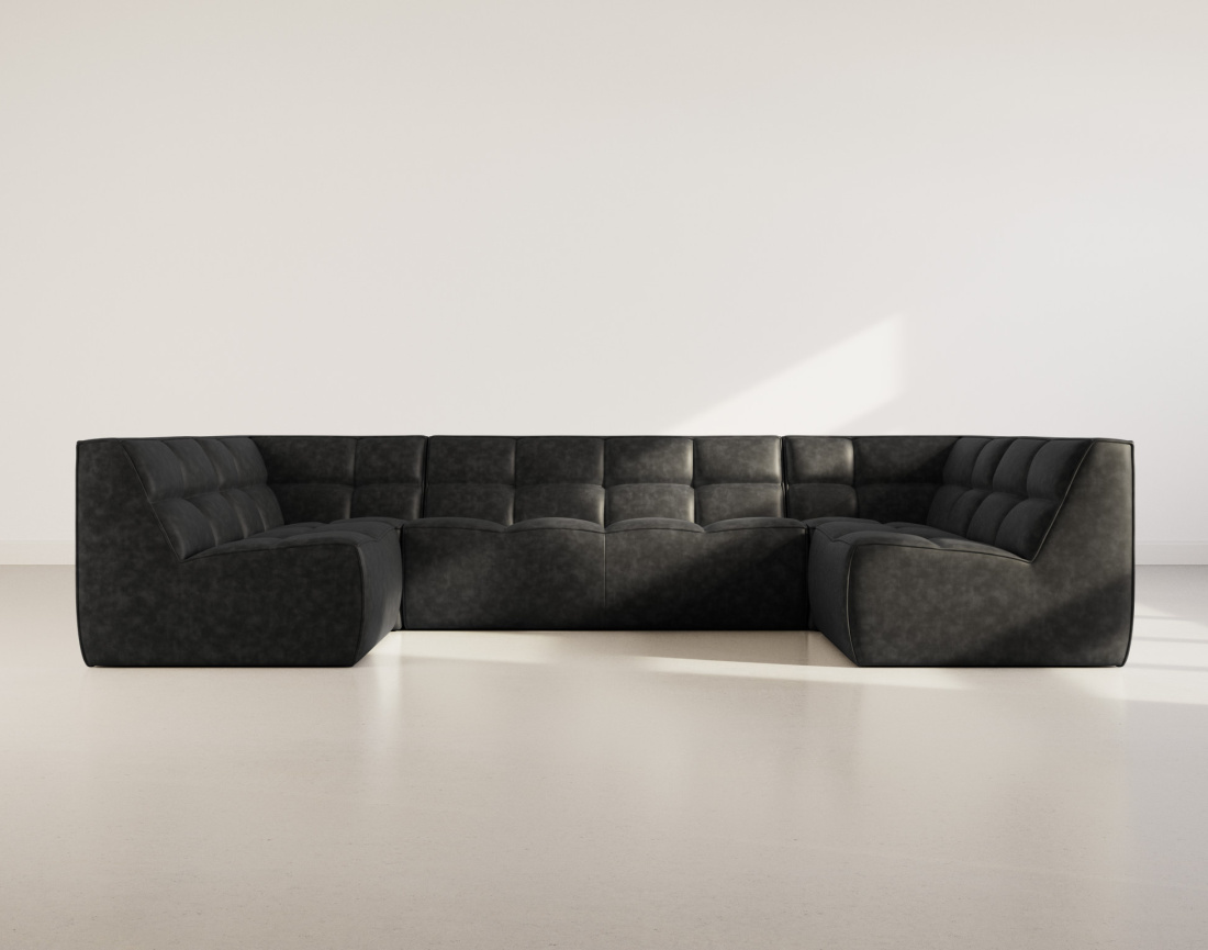 Canapé modulable panoramique 7 places en simili Alya