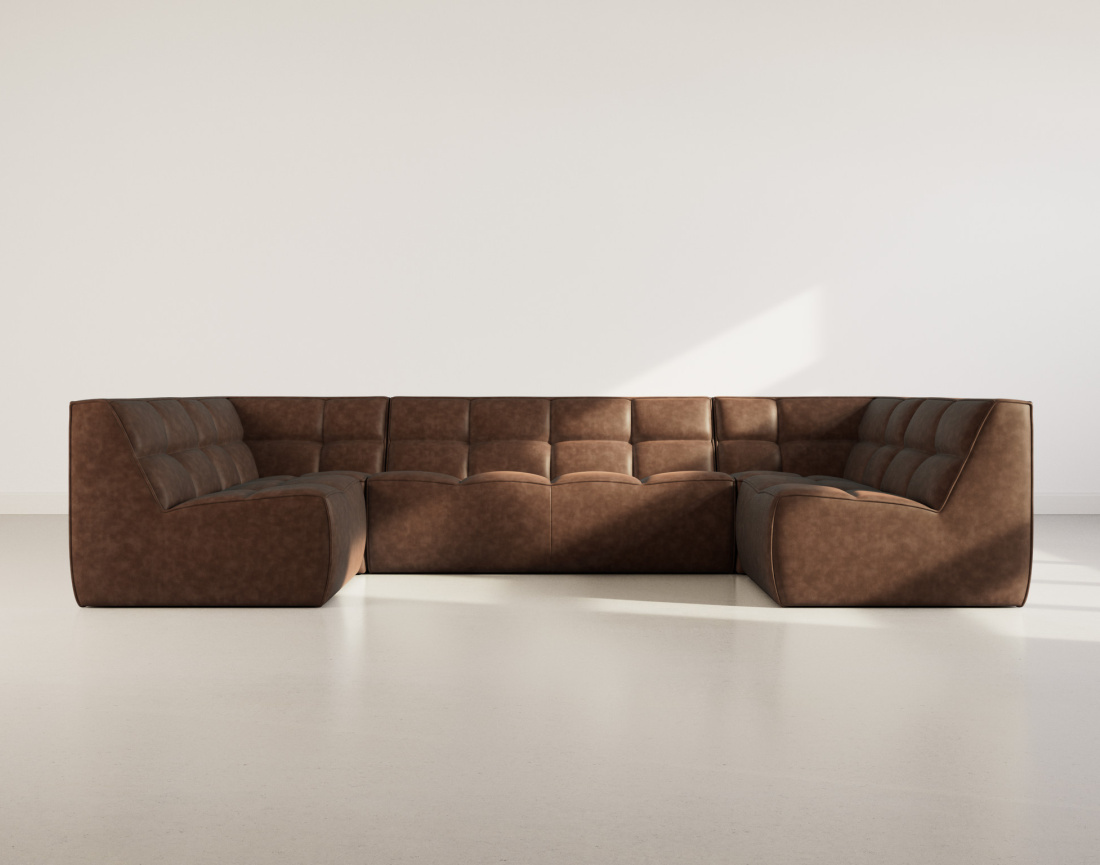 Canapé modulable panoramique 7 places en simili Alya