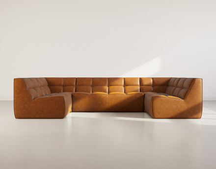 Canapé modulable panoramique 7 places en simili Alya